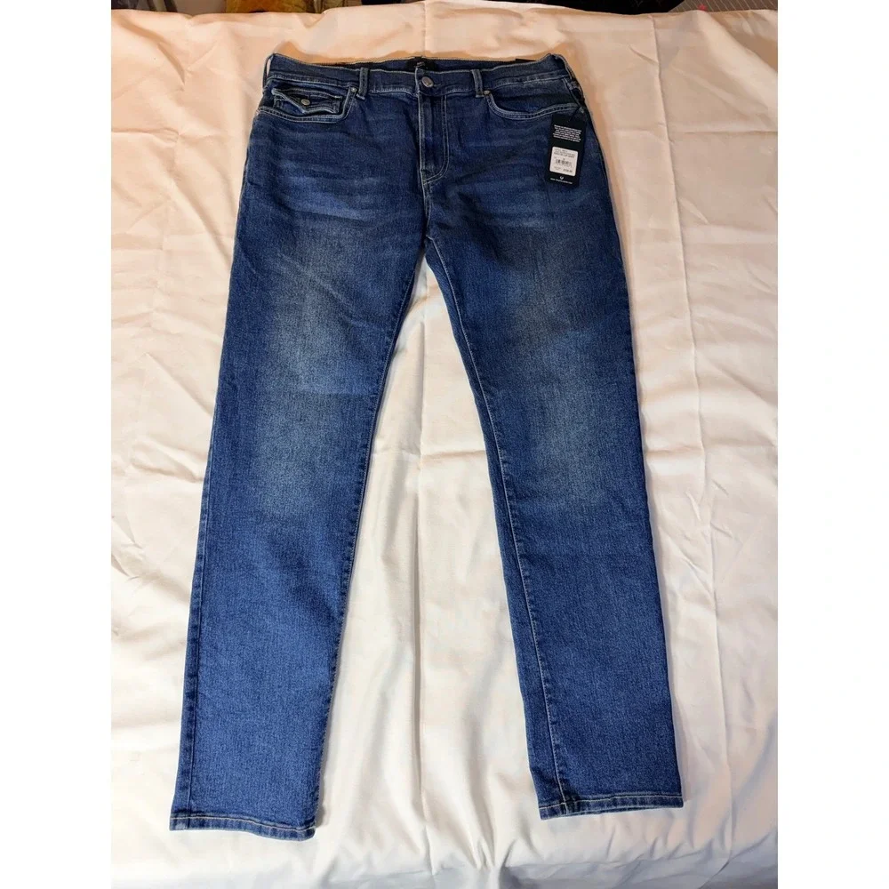 True Religion Rocco Relaxed Skinny Jeans Medium Blizzard Wash 700117 Mens 36x32